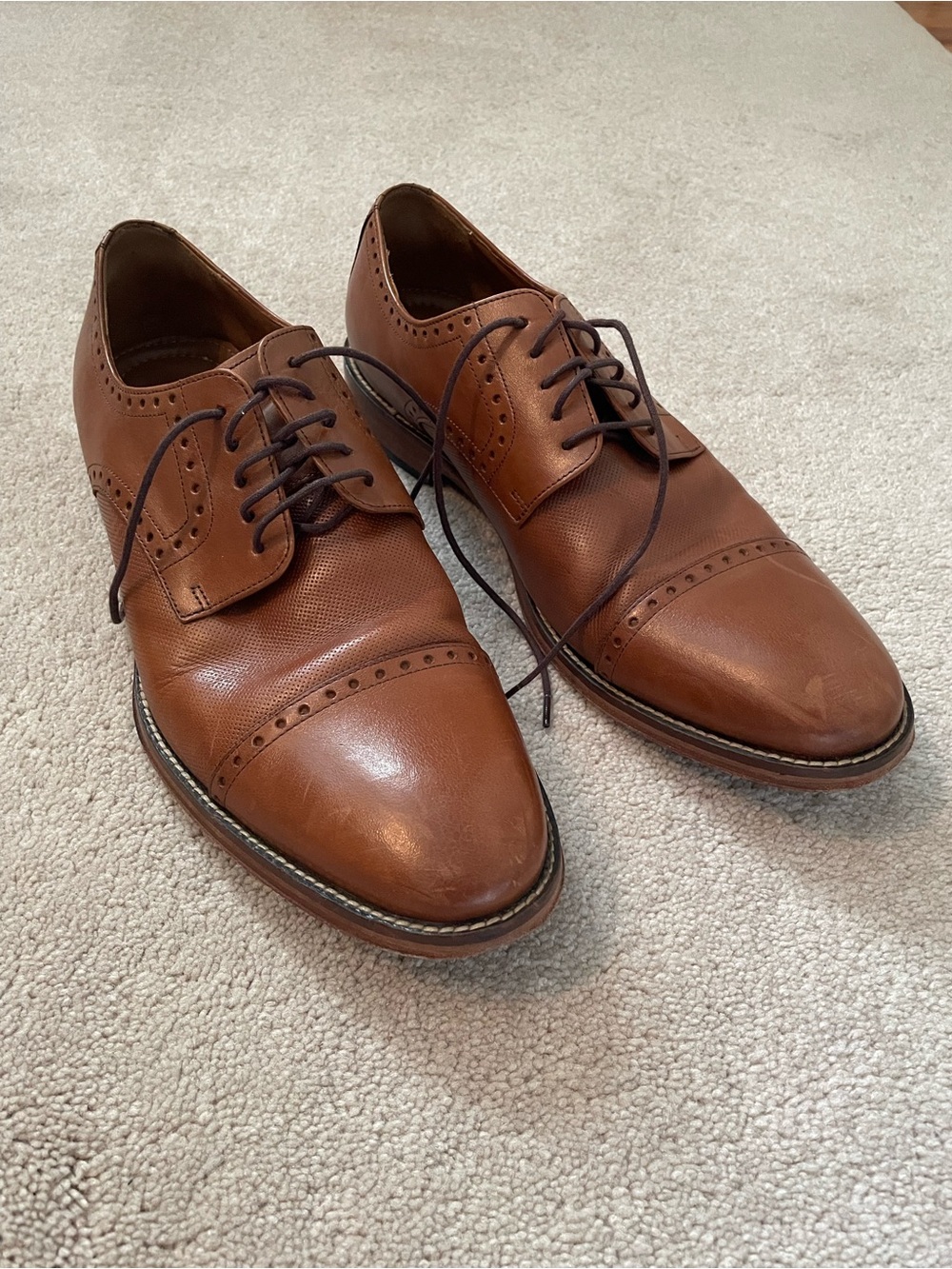 J Murphy by Johnston & Murphy brown leather oxford cap dress shoes Men’s size 11